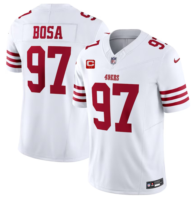 Men's San Francisco 49ers #97 Nick Bosa White 2023 F.U.S.E. With 1-Star C Patch Vapor Untouchable Limited Football Stitched Jersey